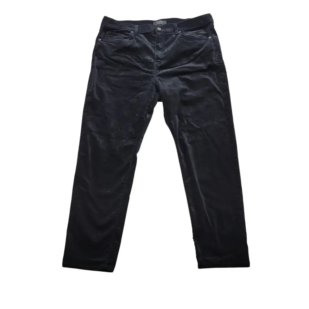 Banana Republic Mens 33x Ankle Slim High Rise Black Velvet Pants Stretch